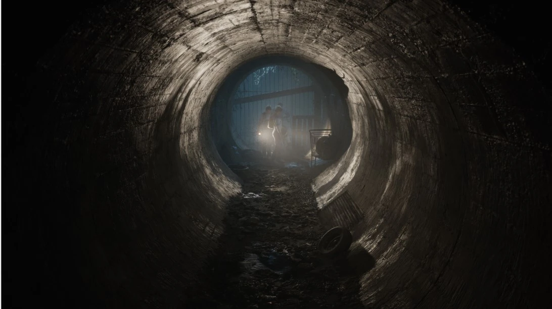 Exploración de un túnel durante una cinemática.