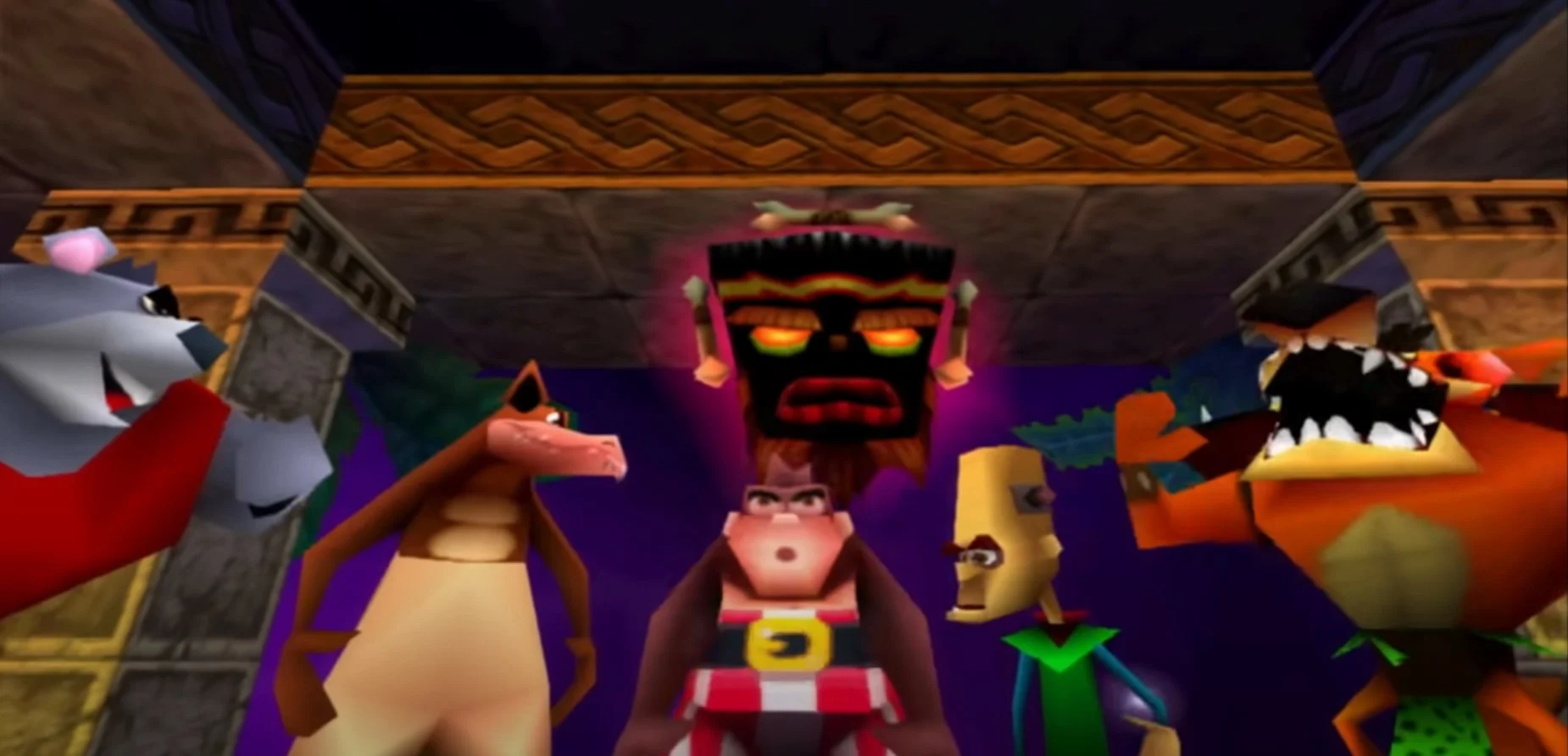 Uka Uka y sus seis elegidos para Crash Bash.