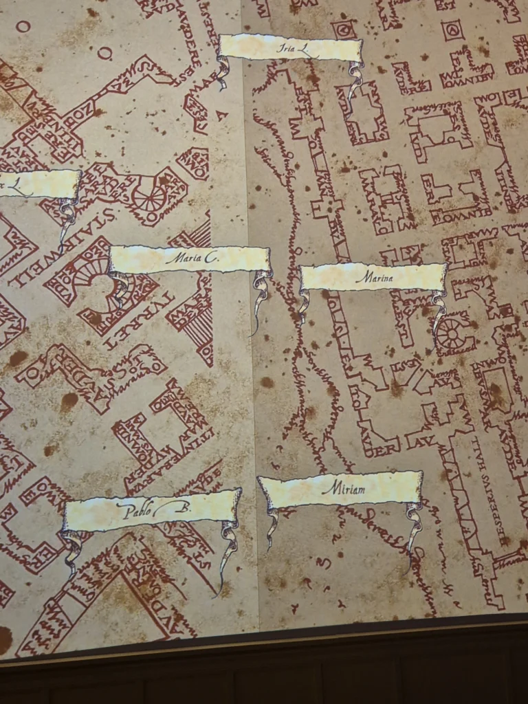 Los distintos nombres de los asistentes de Harry Potter The Exhibition en el Mapa del Merodeador.