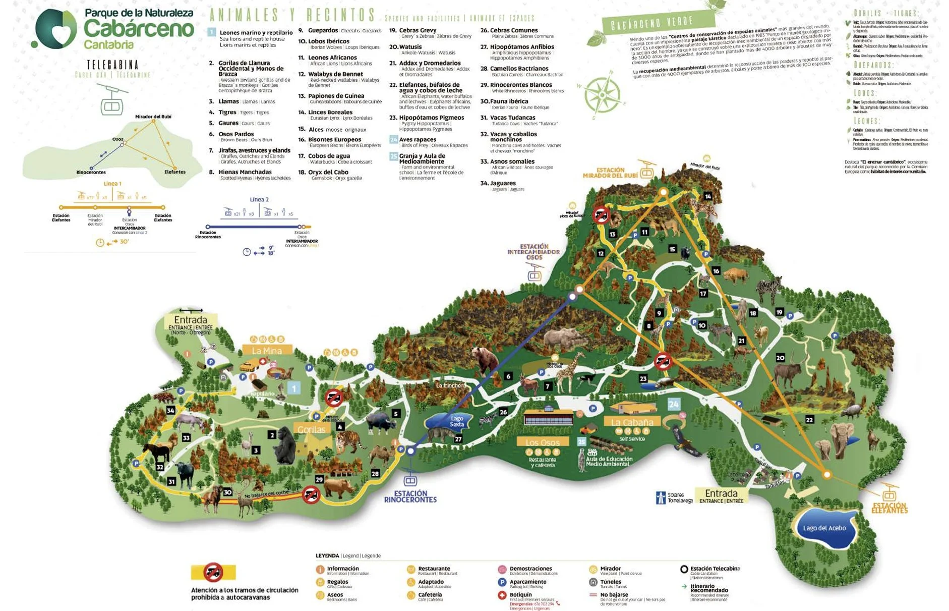 Plano del parque, necesario para visitar Cabárceno.