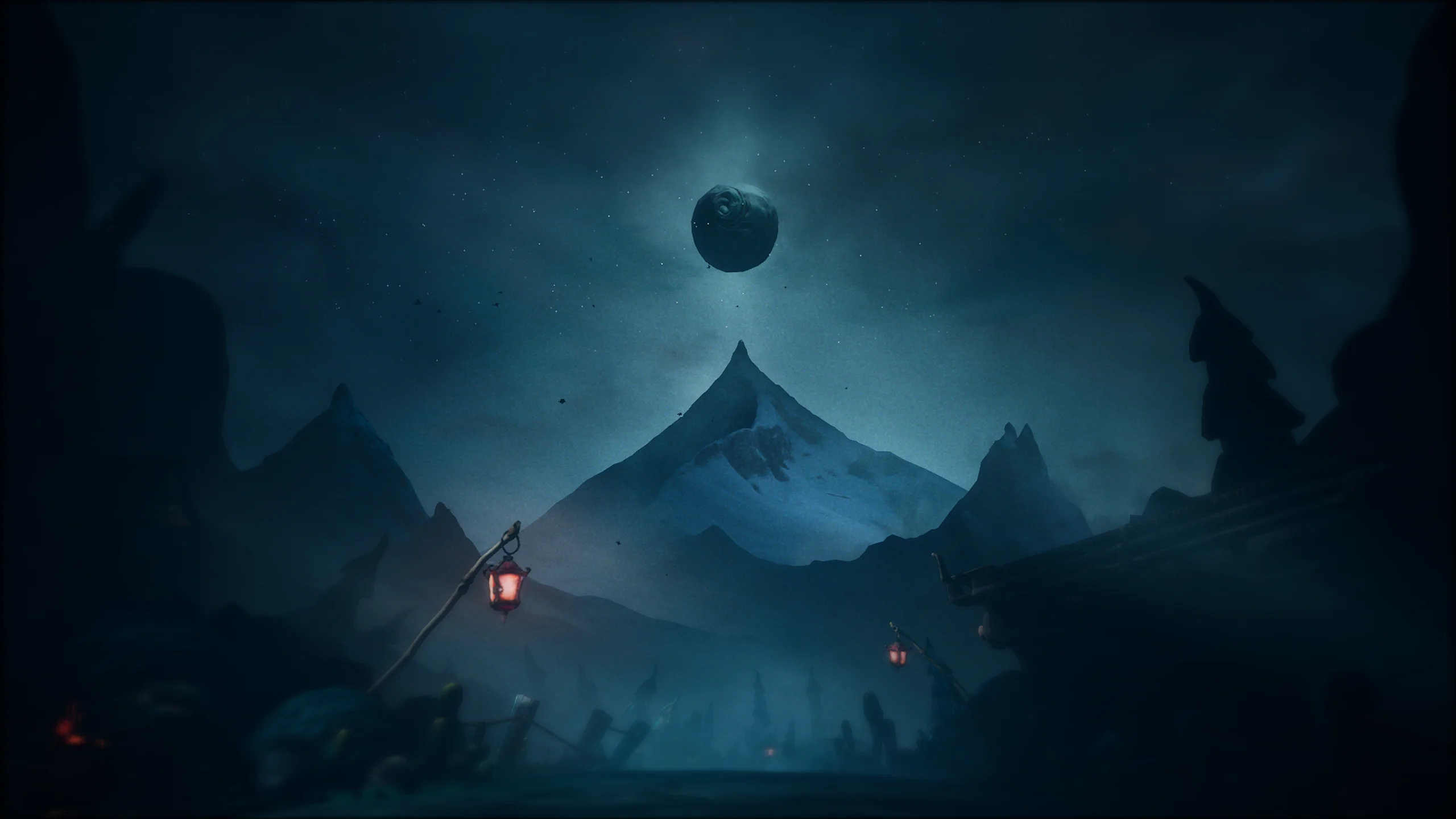 Montaña con el Sol de arcilla en la review de The Midnight Walk.