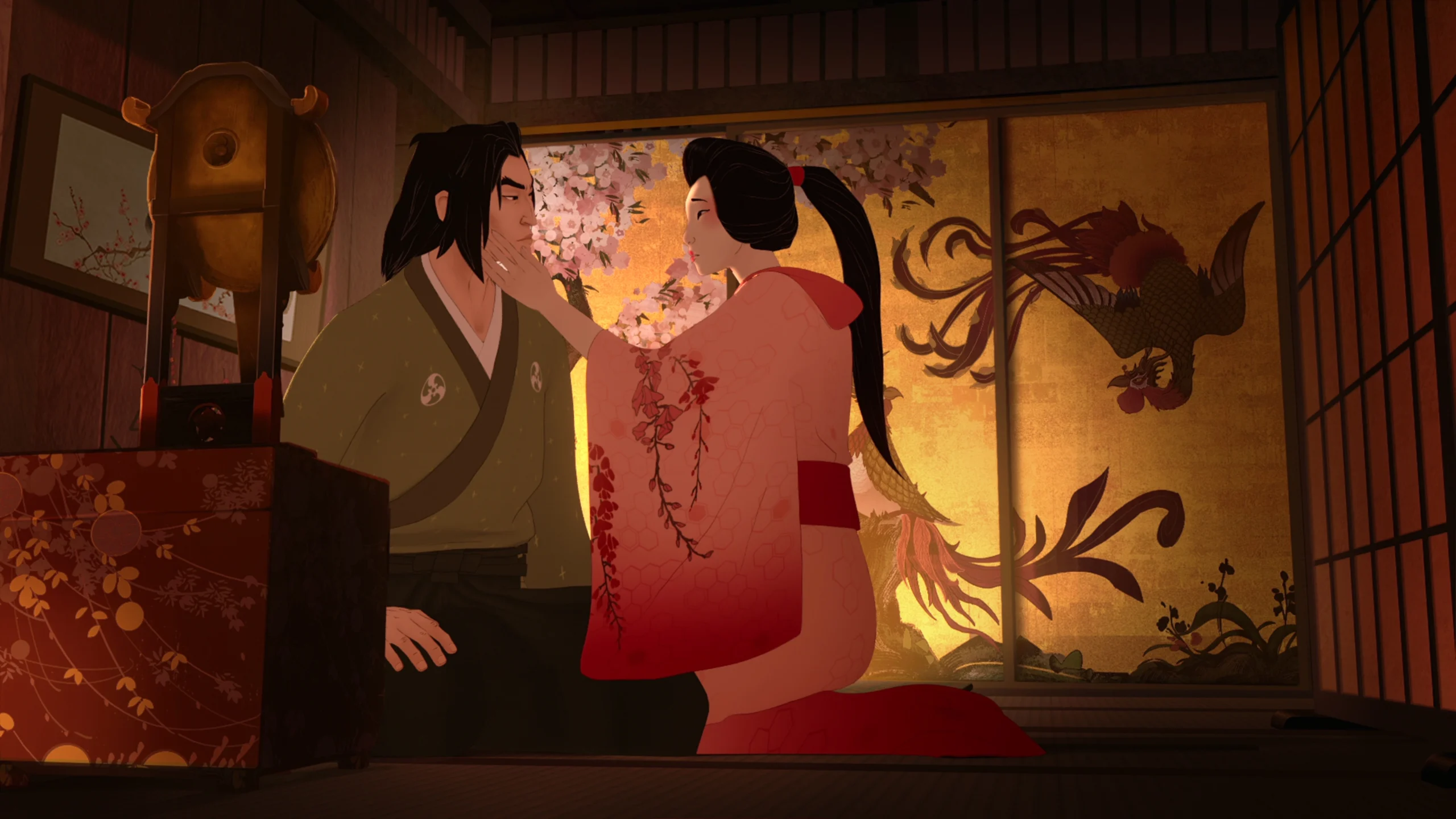 Akemi y Taigen en una habitación japonesa de Samurái de ojos azules.