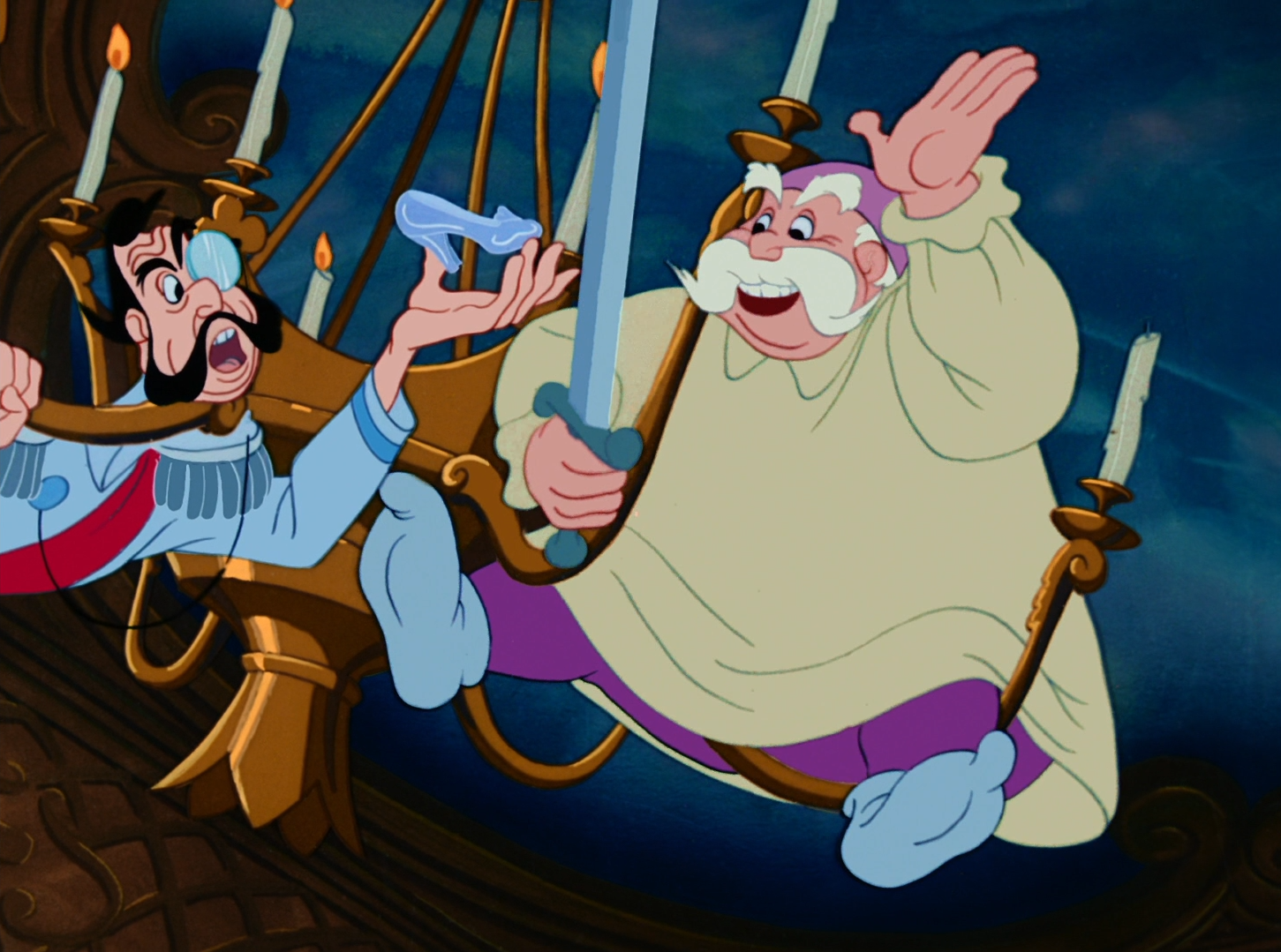 El rey y el Gran Duque con el zapato de Cenicienta.
